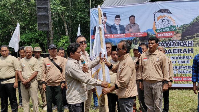 SUMSEL Dewan Pimpinan Wilayah (DPW) Tani Merdeka Indonesia Sumatera Selatan melantik dan mengukuhkan pengurus Dewan Pimpinan Daerah (DPD) Tani Merdeka kabupaten OKU Timur