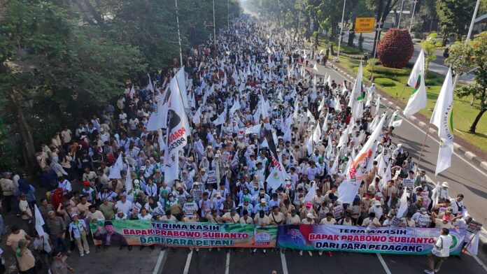 Tani Merdeka Indonesia Gelar Aksi Damai Dukung Program Presiden Prabowo di Patung Kuda